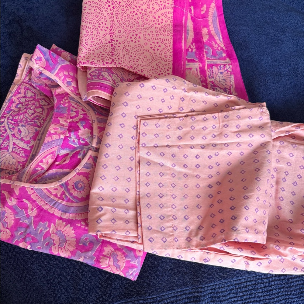 Pink and Peach Patterned Fabric Set